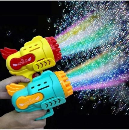 Store Pilli Köpük Tabancası Baloncuk Makinesi Işıklı Şık Tasarım Bol Köpük Süper Bubble Gun, Çok Renkli