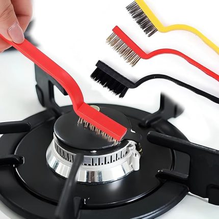 Fırça Seti, 3'ü 1 Arada Detaylı Ocak, Fayans, Araba Tel Temizlik Fırçası (Bakır-Demir-Plastik)