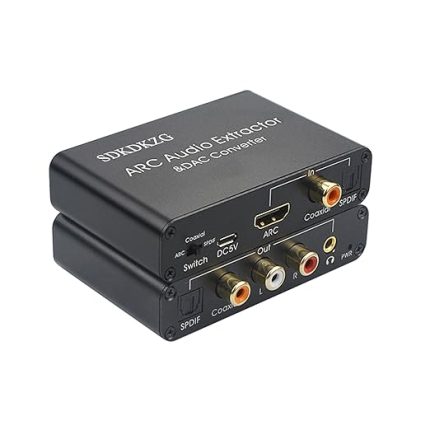 192KHz DAC Dönüştürücü, HDMI ARC Ses Adaptör Çıkarıcı, HDMI/Dijital SPDIF Optik Toslink Koaksiyel için Analog RCA 3,5 mm Jak L/R Koaksiyel SPDIF Ses Dönüştürücü için TV Amplifikatör