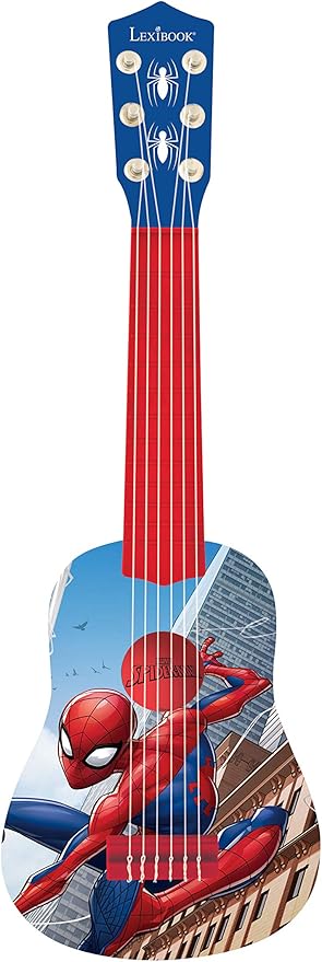 Mavi/Kırmızı, Marvel Spider-Man Peter Parker İlk gitarım, 6 naylon teller, 53 cm, kılavuz dahil, K200SP, 01