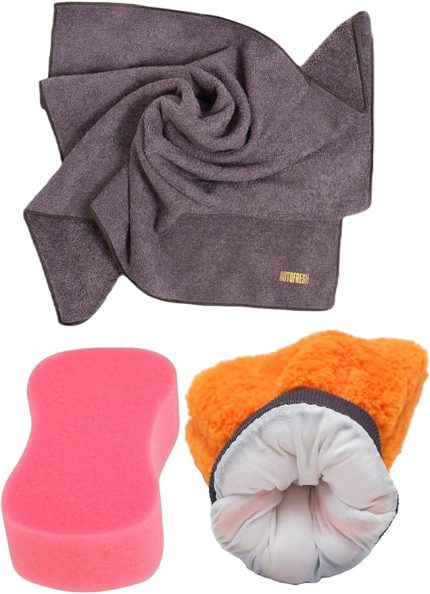 Yıkama Araba Kurulama Araç Cam Temizlik 3'lü Mikrofiber Bez Eldiven Yıkama Seti