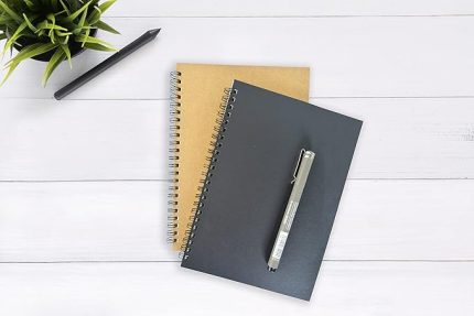Tanıtım 2'li Çizgisiz Not Defter, A5 Boyut (15x21 cm), 60 Yaprak Planlama, Siyah ve Kraft Kapaklar, Ofis İçin İdeal