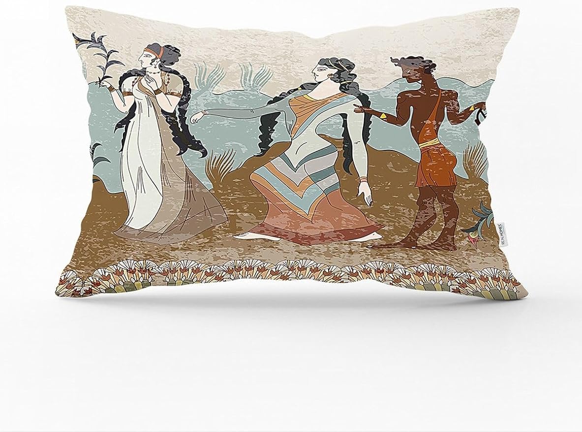 Girit Uygarlığı With Minoan Motif Modern Dikdörtgen Yastık Kılıfı