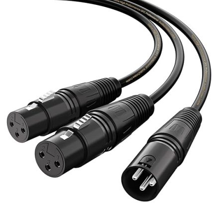 XLR Kablo Divisor en Y, doble hembra XLR a macho XLR Mikrofon Combiner Y Cord Balanced Mikrofon Adaptör Patch Cable (2 hembra a 1 macho) - 2 m
