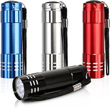 3 Adet Pilli Fener Metal Mini 9 Ledli Acil Durum Enerji Krizi Deprem Çantası Kamp