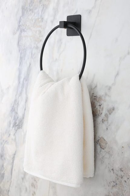 Banyo Yapışkanlı Siyah Kare Yuvarlak Havluluk Havlu Askısı