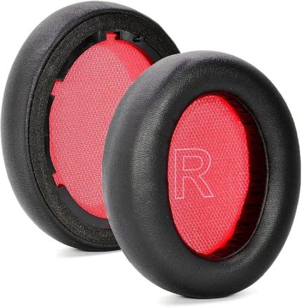 anker uyumlu soundcore life Q10 Q10 bt ile uyumlu kuklaklık pedi q10 kuklaklık süngeri soundcore life Q10 Bt kulaklık yastığı anker soundcore life Q10 Q10 bt kuklaklık pedi(Siyah - Kırmızı Deri)