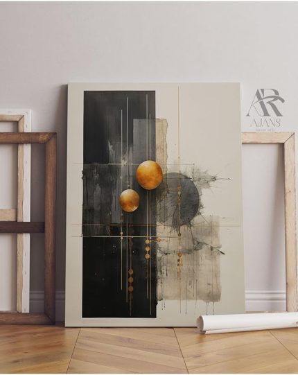 Ajans Kanvas Tablo Altın Küreler Dekoratif Soyut Kanvas Tablo 80 X 120