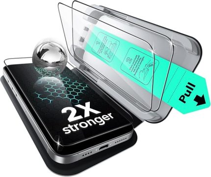 iPhone 16/iPhone 15 için kırılmaz cam, askeri sınıf koruma, 9H sertlik, tam kapsama alanı, ultra fit destekli temperli cam, 3 adet