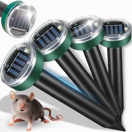 Ultrasonik köstebek kovucu, 4 adet, 400 ila 1000 Hz arasında değişken frekans, yüzlerce metreye kadar etkili bir şekilde uzaklaştırır, dış mekanlar için, etkili haşere kontrolü