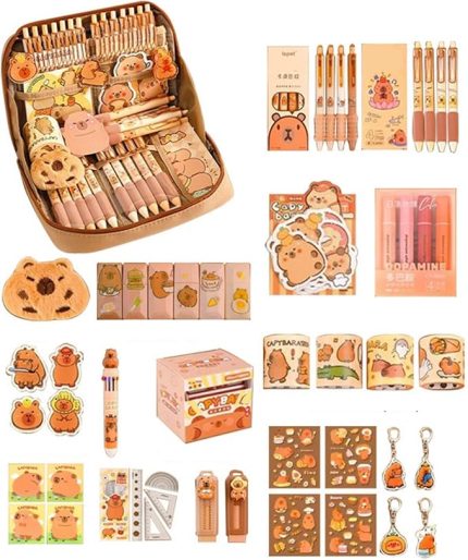 Capybara Kırtasiye Seti Erkek Kız Çocuklar Için Sevimli Kalem Kutusu Dahil Cetveller Cinnamoroll Kırtasiye Capybara Kalem Kutusu
