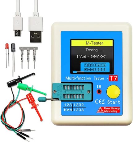 Transistör Metre LCR-T7 Çok Fonksiyonlu Kapasitans Direnç Test Cihazı Tam Renkli Ekran Diyot için Transistör Metre Triyot Kapasitör Direnç Transistör LCR NPN PNP MOSFET