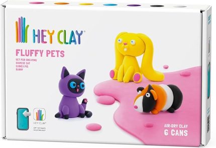 CLAY Tavşan, Siyam kedisi, Gine domuzu - Sevimli Evcil Hayvanlar Seti - Çocuklar için Hava ile Kuruyan Renkli ve Şekil Alan Kil - 3-5 Yaş Çocuklar için Hediyeler