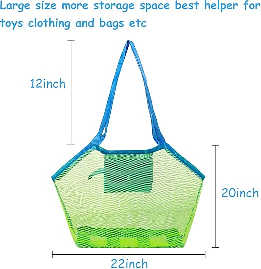 oyuncağı çantası, büyük kum oyuncağı, file çanta, file çanta, plaj oyuncakları için saklama çantası, tekrar kullanılabilir, katlanabilir, su oyuncağı tatil için (1) - Görsel 3