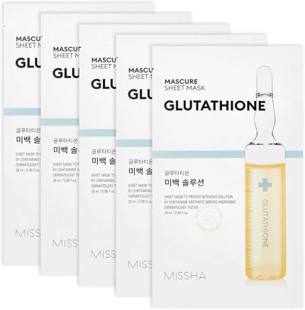 Glutathione İçerikli Aydınlatıcı Yaprak Maske (1ad) Mascure Whitening Solution Sheet Mask