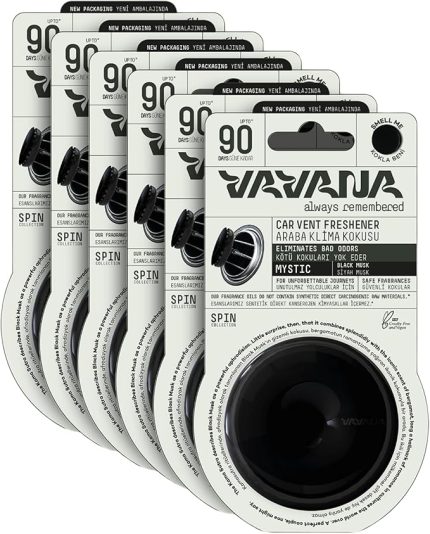Spin Araba Klima Kokusu - Profesyonel Otomobil Kokusu | BPA & Sıvı İçermez | 90 Gün Etkili - 6'lı Set (MYSTIC)