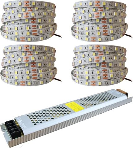 Yeni Nesil 20 Metre Şerit LED + 12v 25 Amper 300 Watt LED Trafo Oturma Odası, Yatak Odası ve Mutfak için Gizli Aydınlatma (Amber)