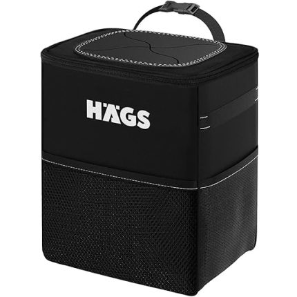 Araç içi Çöp Kutusu, Oto Çöp Kovası Kapaklı ve Saklama Cepli%100 Sızdırmaz Organizer Çanta, Su Geçirmez Araba Çöp Kutusu, Çok Amaçlı Araç içi Düzenleyici Çanta, 8 Lt - Siyah