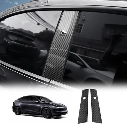 Tesla Model Y Juniper 2025 için araç B sütun kaplaması araba pencere sütun dekoratif çıkartma dekoratif pencere B sütun çıkartma aksesuarı, 2 adet karbon fiber desen