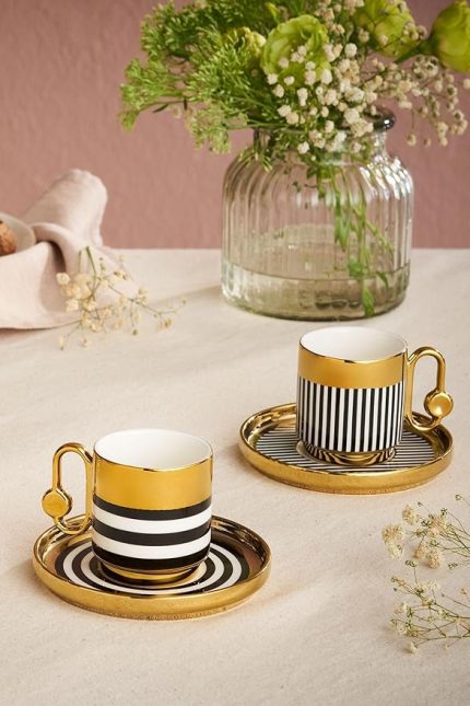 İstanbul Porselen Hare 6 Kişilik Kahve Fincan Takımı 90 ml