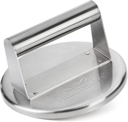 Burger Presi Hamburger Patty Maker, Paslanmaz Çelik Hamburger Presi, Barbekü Düz Üst Izgara Pişirme için Smash Burger Presi Izgara Presi - 15,5 cm