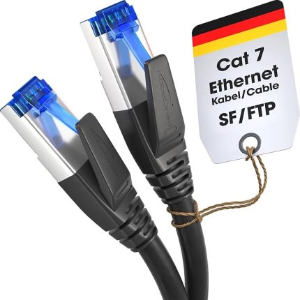 – Cat 7 Ethernet Kablosu, kırılmaya dayanıklı – 0,5m – 10 Gbit Ağ, 0,25-30m arasında mevcut (Yüksek hızlı ağlar için yama kablosu, PC, Anahtar/Yönlendirici/Modem, RJ45, siyah)