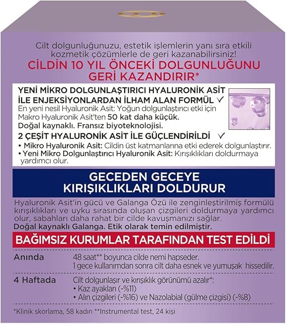 PARIS Revitalift Filler Yoğun Dolgunlaştırıcı Hyaluronik Asit İçeren Yaşlanma Karşıtı Gece Kremi 50 ml - Görsel 3