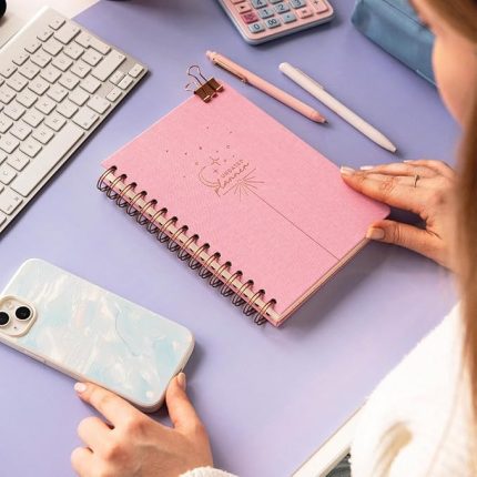 A5 Spiralli Keten Süresiz Planlayıcı Ajanda Şeker Pembe