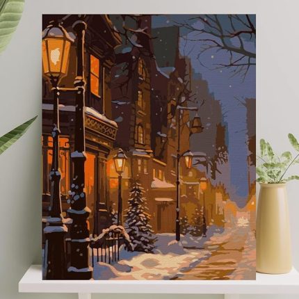 Hobi Sanat Sayılarla Boyama Tuval Seti Fırça Boya Dahil (Çıtalı) 40x50 CM - Karlı Cadde