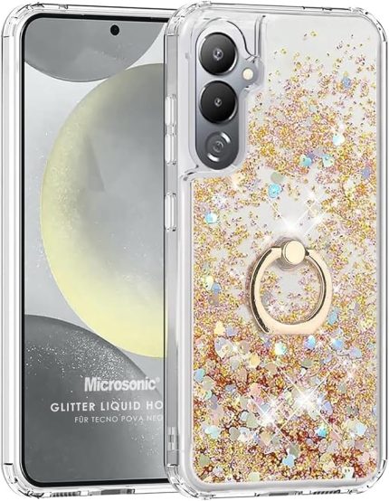 TECNO Pova Neo 2 için Kılıf Glitter Liquid Holder Gold [Pova Neo 2 ile Uyumlu Kılıf - Gold]