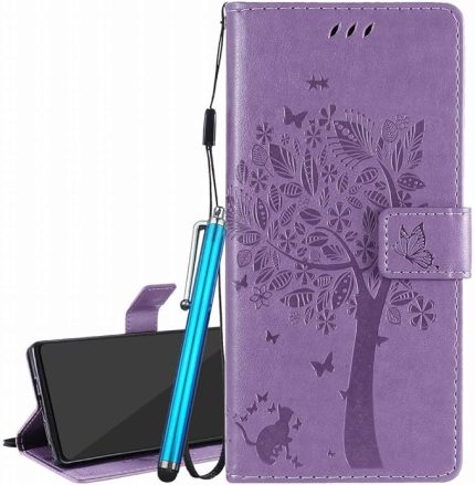 Samsung Galaxy A13 4G için Kapaklı Kılıf, Galaxy A13 4G için PU Deri Cüzdan Kılıfı, Samsung A13 4G için Stand Görünümü ve Kart Yuvası Kılıfı Yumuşak Tampon TPU Silikon Telefon Kılıfı (Mor)