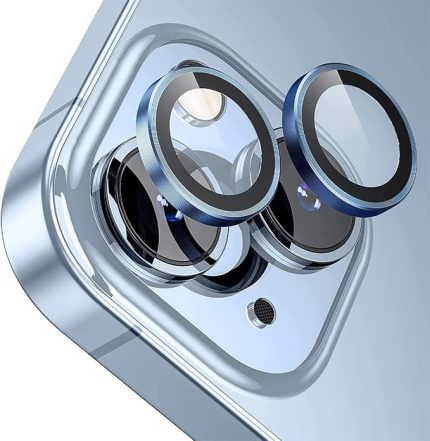 LABS iPhone 15/15 Plus Screen Protector 9H Safir Cam Kamera Metal Lens Koruyucu (Mavi)