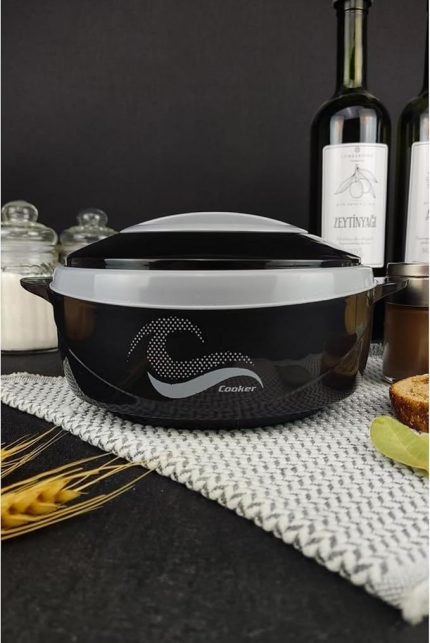 Paslanmaz Çelik Hazneli Yemek Termosu 1000 Ml Siyah - CKR3149