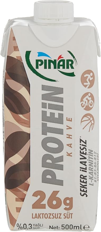 Kahveli Laktozsuz Protein Süt 500 ml 26g Protein, Şeker İlavesiz