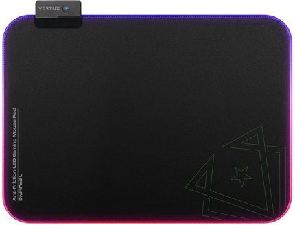 SwiftPad-L, oyun fare altlığı, düz kayma, mikro dokulu kumaş yüzey büyük (32,8 x 20 cm), dikişli kenarlı, kaymaz taban, 13 RGB LED modu
