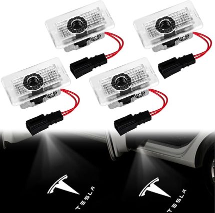 Tesla Model 3/Y/S/X için 4 adet araç kapısı LED ışık, logo projektör, hoş geldiniz ışığı, ultra parlak biniş aydınlatması, araba modeli Y projektörü, Tesla Model 3/Y/S/X için
