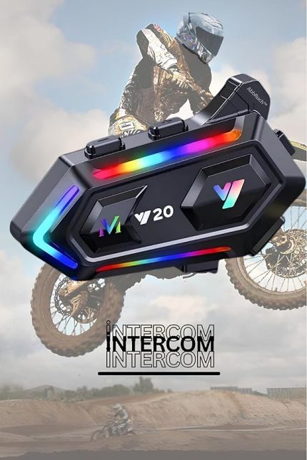 İntercom Motosiklet Kask Kulaklık RGB Işıklı Kask İçi Bluetooth Kulaklık Ve Mikrofon Su Geçirmez Y20