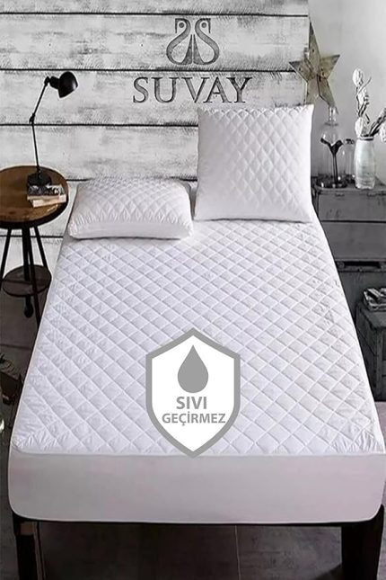 Kapitone Fitted Su Sıvı Geçirmez Alez Tek ve Çift Kişilik Kapitoneli Pamuklu Yatak Alezi 9 Ebat (90x190)