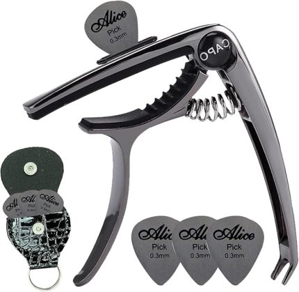 Capo, Gitar Capo, Akustik Gitar, Gitar ve Dişli Aksesuarları için Capo Elektro Gitar, 3 Gitar Metal Peneli ve 1 Gitar Pena Çantası Gitar Capo Akustik Ukulele Mandolin Banjo için