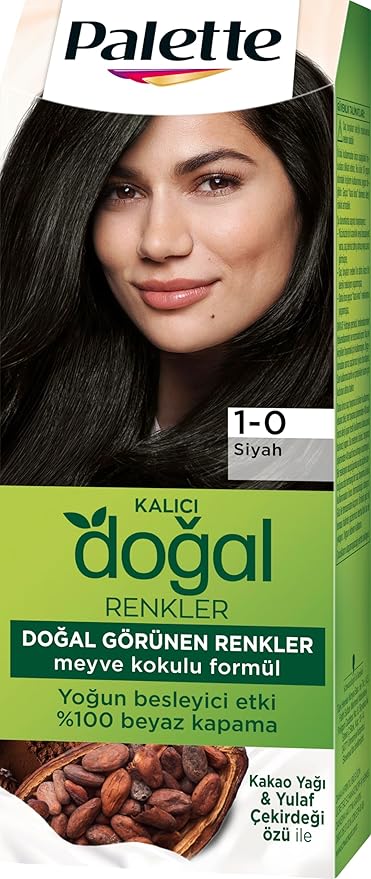 Kalıcı Doğal Renkler 1-0 Siyah Kakao Yağı & Yulaf Çekirdeği Özlü Saç Boyası