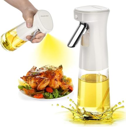 240ml Yağ Zeytinyağı Püskürtücü, Airfryer Sprey Şişesi, Cam Yağ Spreyi, Hava Fritözü için Yağlık, Barbekü, Salata, Pişirme, Izgara Mutfak Aletleri, Yağdanlık (BEYAZ)