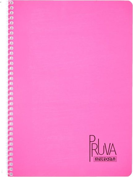 Pruva A4 Pet Spiralli Karton Kapaklı Defter 144 Yaprak - Çizgili - Fuşya