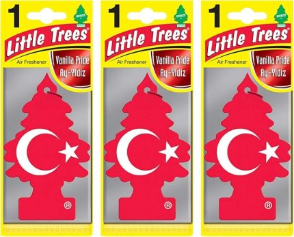 Trees 3'lü TÜRK Bayrağı Vanilya Aromalı Asma Oto Kokusu