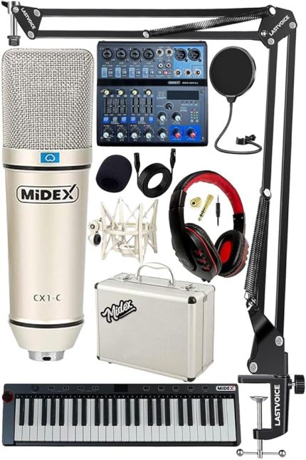 Ekipmanları Midi Live Paket-4 Ses Kartlı Mikser Midi Klavye CX1 Mikrofon Kulaklık