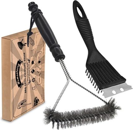 Temizleyici, 2 Paket Metal Mangal Izgara Temizleme Fırçası ve Kazıyıcı. Mangal Mutfak Temizliği için 30,5 cm ve 20,3 cm Çelik Kıllı Mangal Fırçası, Daha Kolay ve Etkili Temizlik için