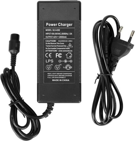 42V 2A Şarj Aletleri Elektrikli B ce Scooter Şarj Aletleri Adaptörü 36V Lityum Pil için 3-Prong Inline,Black EU Plug