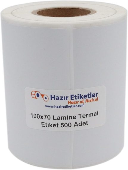 Termal Etiket 100mm x 70mm Ruloda 500 Adet 40mm Kuka Çapında Direk Termal Transfer Etiketi
