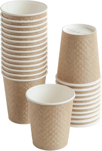 25 adet kraft çift duvarlı kahve bardağı 8 oz, küçük kağıt çay bardakları 250 ml, soğuk ve sıcak içecekler, Waffle Kraft