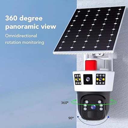 güneş Enerjili Güvenlik kamerası, Kablosuz 4G güneş Güvenlik kamerası, çift Lens 2K Renkli Gece görüşü PIR Hareket Algılama Ev Gözetim Için Yerleşik güneş Paneli Ile - Görsel 2