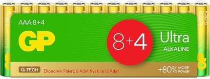 G-TECH Ultra Alkalin İnce LR03 - AAA Boy 1.5V Pil 12'li Shrink